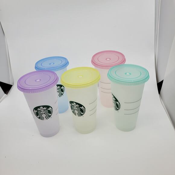 Starbucks Color-Change Reusable Cold Cup Tumblers 24 oz - Set of 5. New - Picture 11 of 12